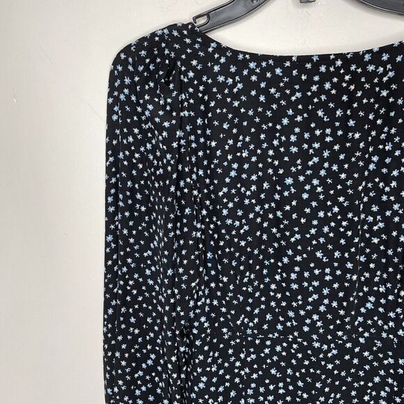 MADEWELL Dress Womens 2 Long Sleeve Mini NEW Ditsy Floral Black Blue NM453 - Picture 10 of 15